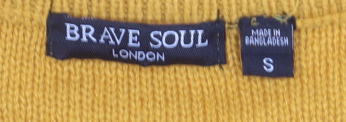 Brave Soul Womens Yellow Crew Neck Knit Pullover Jumper Size S