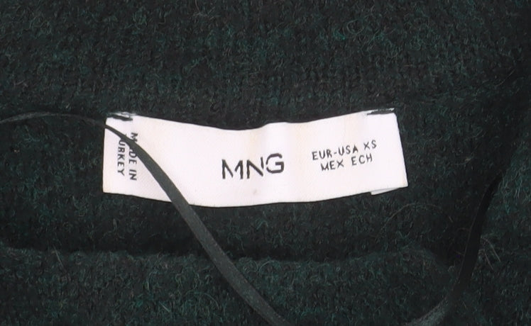 Mango Women's Green Collared Button Knit Cardigan XS