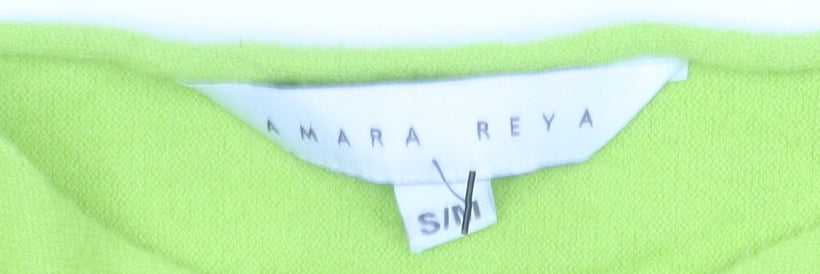 Amara Reya Women’s Green Boat Neck Relaxed Knit Jumper Size S