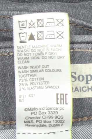 Marks & Spencer Women's Grey Straight Jeans Size 8 Regular Fit