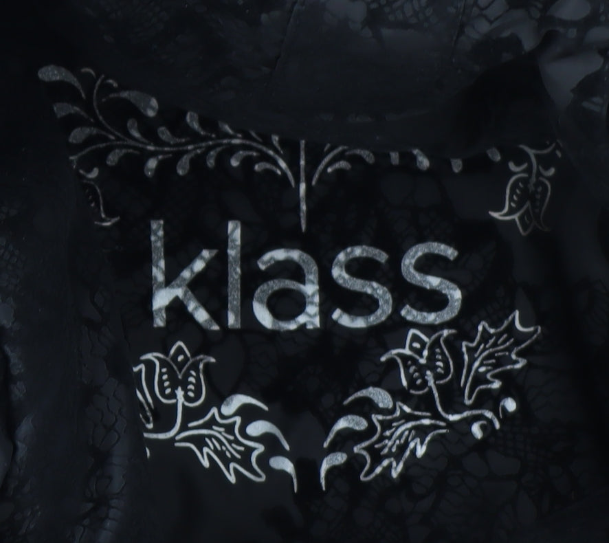 Klass Women’s Black Lace Long Puffer Coat Size M Winter Jacket