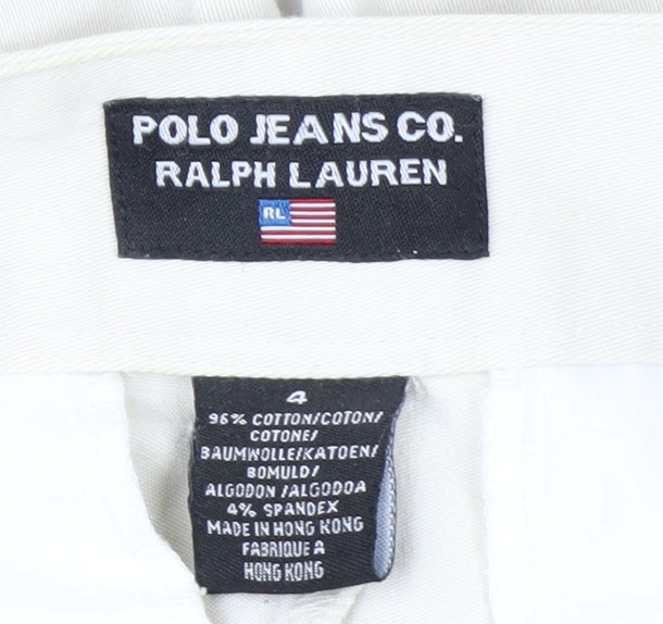 Ralph Lauren Women Beige Chino Trousers Size 4 Cotton Stretch