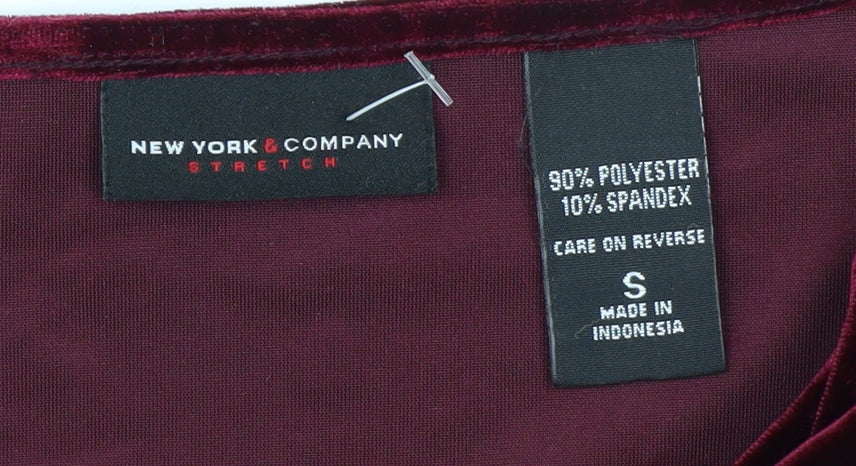 New York & Company Women's Red Velvet Wrap Blouse Size S