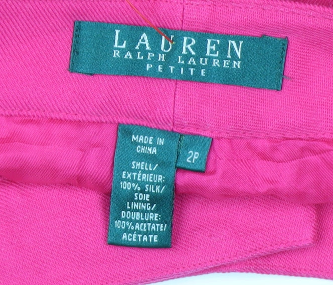 Ralph Lauren Petite Pink Silk Straight Leg Women's Trousers 2P