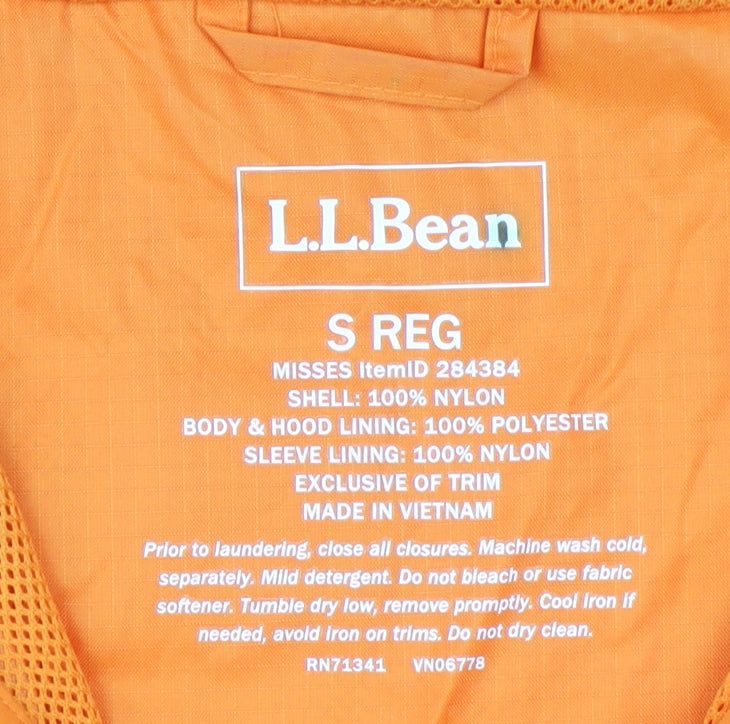 L.L.Bean Men's Orange Windbreaker Hooded Jacket Size S Water Resistant