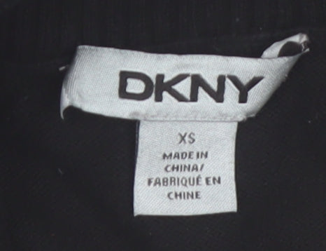 DKNY Womens Black XS Open Front Cotton Acrylic Cardigan