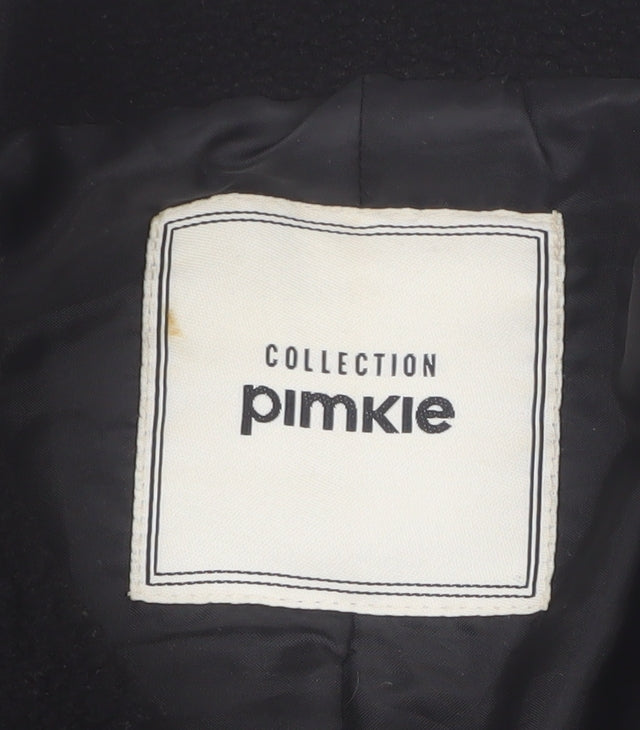 Pimkie Women's Black Fleece Button Coat Size 10 Classic Style