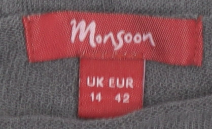 Monsoon Women Grey Size 14 Open Knit Viscose Cardigan