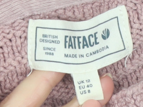 FatFace Women’s Pink Cotton Cable-Knit Jumper UK 12
