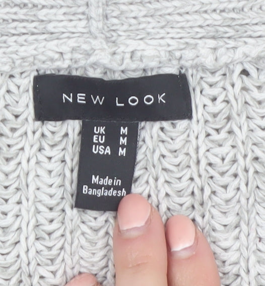 New Look Women’s Grey Chunky Knit Long Sleeve Cardigan Size M