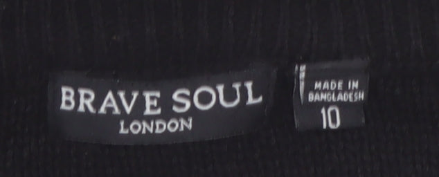 Brave Soul Women's Black Size 10 Crew Neck Long Sleeve Jumper