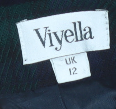 Viyella Women Green Plaid Wool Pencil Midi Skirt UK 12