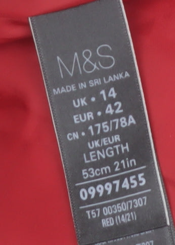 Marks & Spencer Women’s Red Pencil Skirt Size 14 Wool Blend