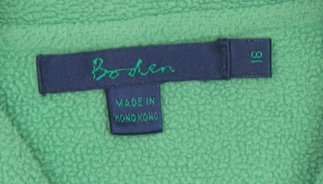Boden Women's Green Fleece Collared Button Cardigan Size 16