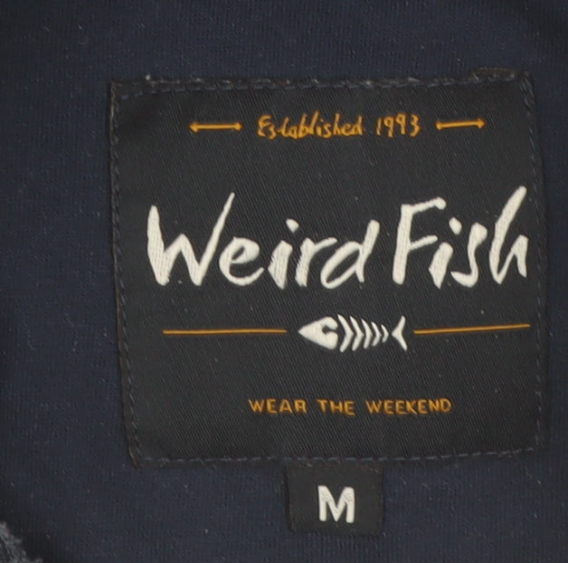 Weird Fish Mens Blue 1/4 Zip Mock Neck Pullover Sweatshirt Size M