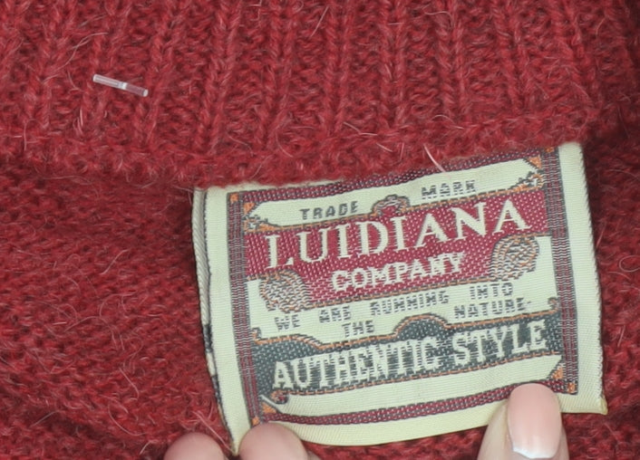 Luidiana Company Men's Red Wool Alpaca Cardigan M Fair Isle Knit