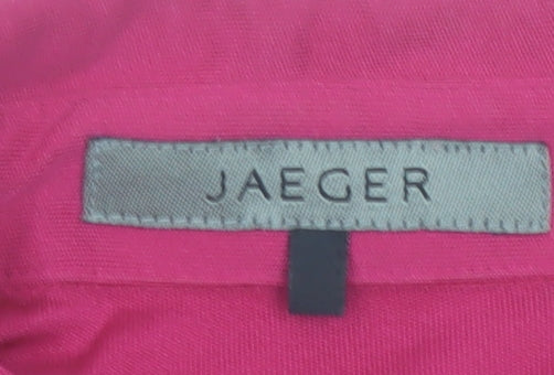 Jaeger Women's Pink Silk Button-Up Blouse Size M Long Sleeve Classic Fit