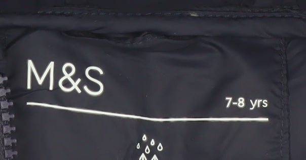 Additional view of Marks & Spencer boys’ blue puffer jacket hooded 7-8 years water repellent