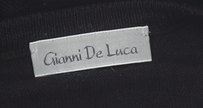Gianni De Luca Men's Black Argyle Wool Blend V-Neck Vest XL