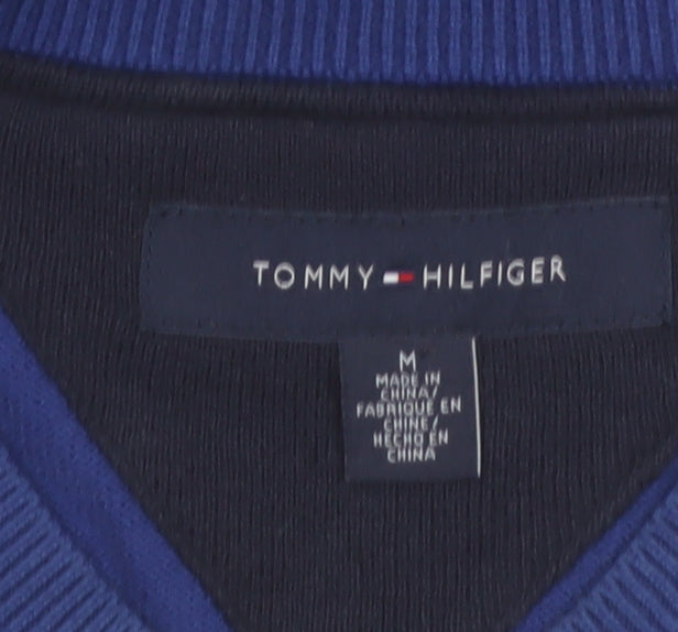 Tommy Hilfiger Men's Blue Argyle V-Neck Cotton Jumper Size M