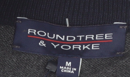 Roundtree & Yorke Men's Grey 1/2 Zip Knit Jumper Size M