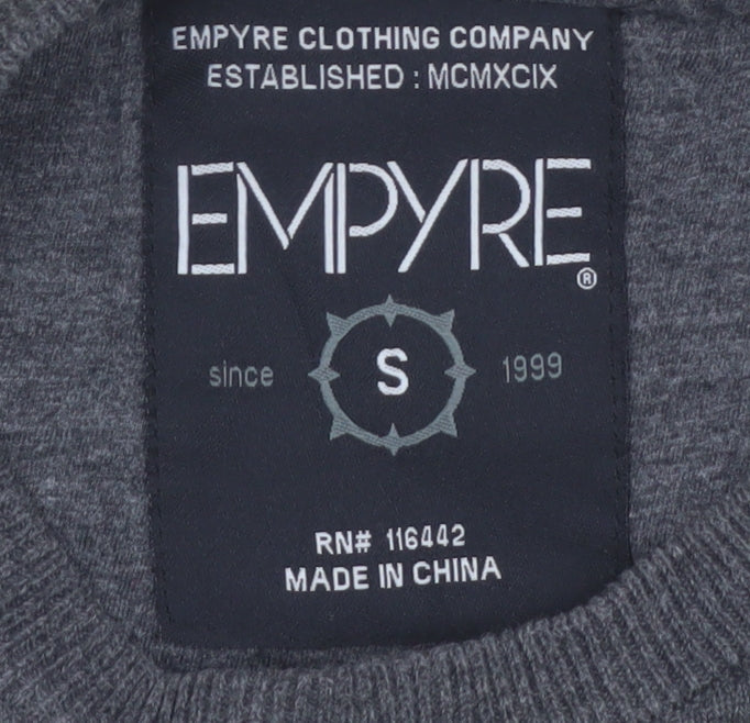 Empyre Men's Grey Green Brown Striped Cotton Pullover Jumper Size S