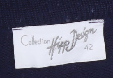 Collection Hip Design Women's Blue Geometric Wool Blend Cardigan Size 14