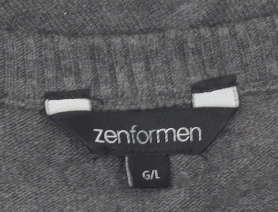 Zenformen Mens Grey Argyle Diamond Cotton Knit V-Neck Sweater Vest L