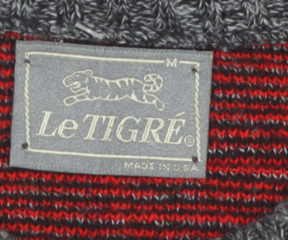 Le Tigre Men's Grey Geometric Knit Pullover Jumper Size M