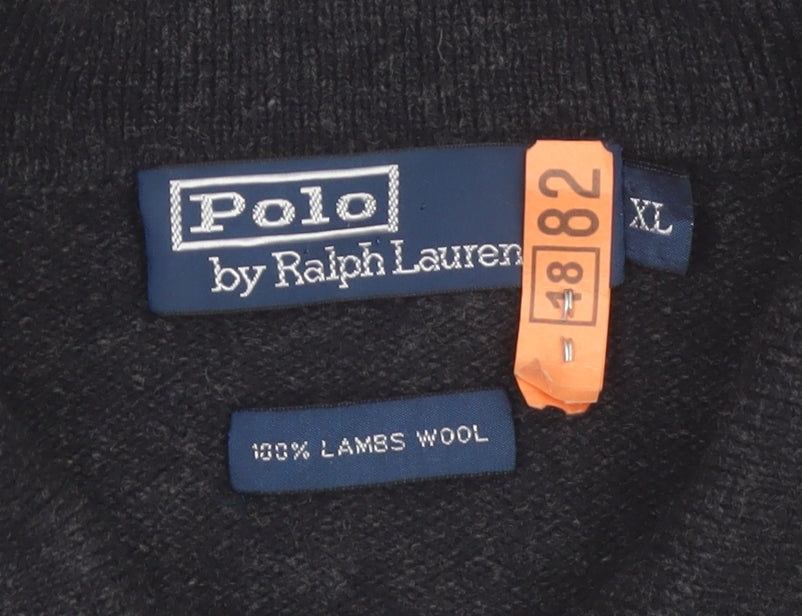 Ralph Lauren Men's Black Wool Collared Pullover Jumper XL