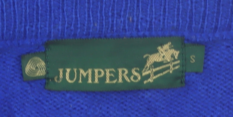 Jumpers Blue Pure New Wool Women's Small Cardigan with Clown Motif