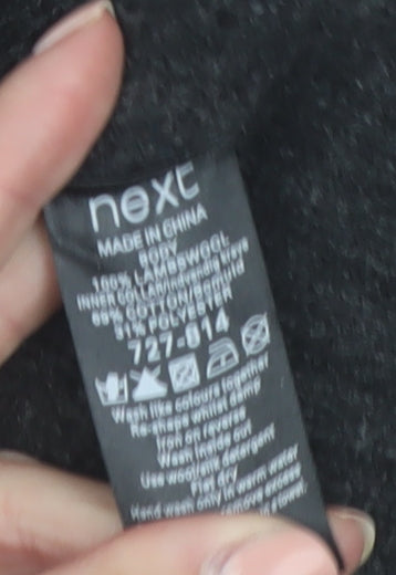 Next Men’s Grey Lambswool Henley Jumper XL Mock Neck