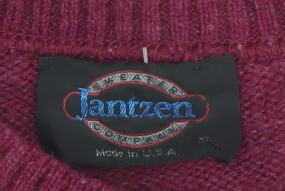 Jantzen Mens Red Wool Crew Neck Pullover Jumper XL Vintage