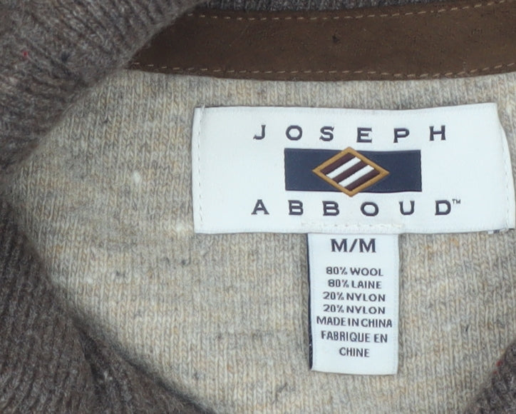 Joseph Abboud Men Brown Wool Blend Collared Pullover Jumper M