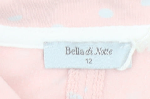 Bella di Notte Womens Pink Polka Dot Henley Sweatshirt Size 12