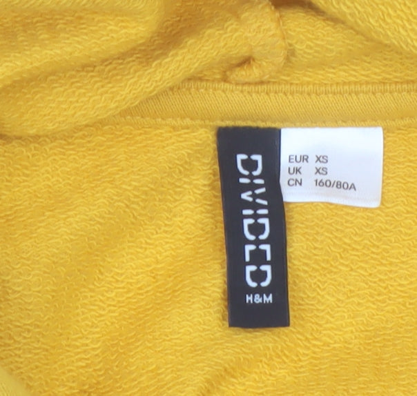 H&M Divided Women's Yellow USA Cropped Hoodie XS Cotton