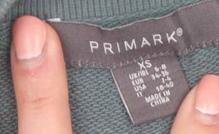 Primark Women's Green Detroit Pullover Sweatshirt XS Relaxed Fit