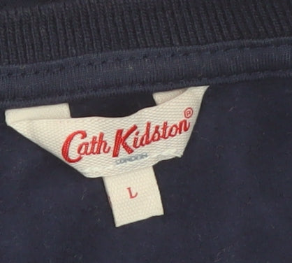 Cath Kidston Women's Navy Blue Pullover Sweatshirt L Twinkle Embroidered Cotton