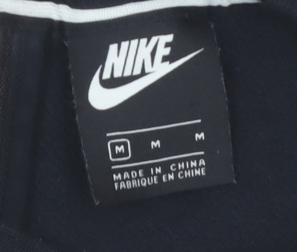 Nike Air Women's Black Cropped Sweatshirt M Full Zip Metallic Logo