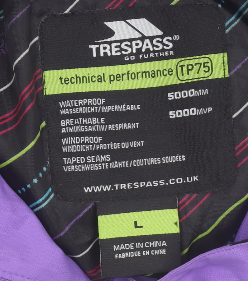 Trespass Womens Purple Ski Jacket L Waterproof Hooded Winter Coat
