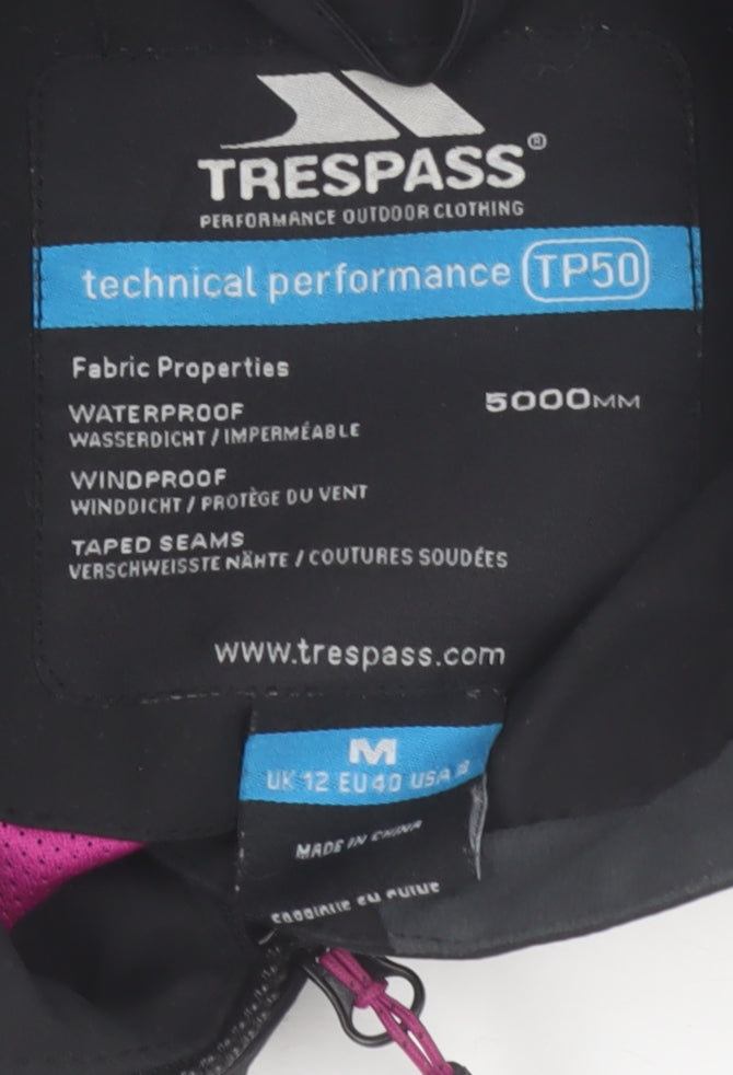Trespass Women’s Black Waterproof Parka Jacket Size 12 Hooded Outdoor
