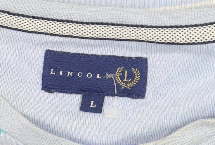 Lincoln Men's Multicoloured Striped Cotton Blend Crew Neck T-Shirt Large