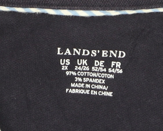 Lands’ End Men’s Black 2XL Polo Shirt Short Sleeve Cotton Stretch