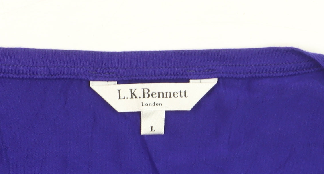 L.K. Bennett Women's Purple 3/4 Sleeve Jersey Top Size L