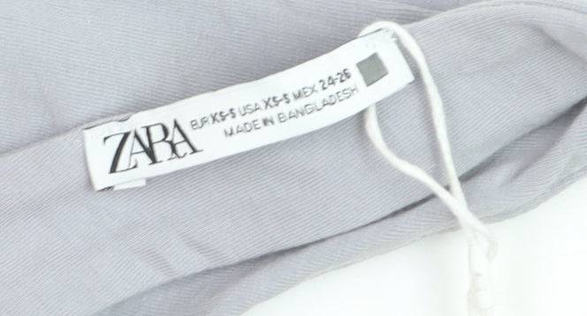Zara Women Grey Sleeveless Tank Bodysuit XS Cotton Stretch