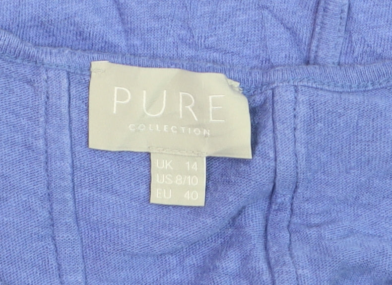 Pure Collection Womens Purple Cotton Jersey T-Shirt UK 14