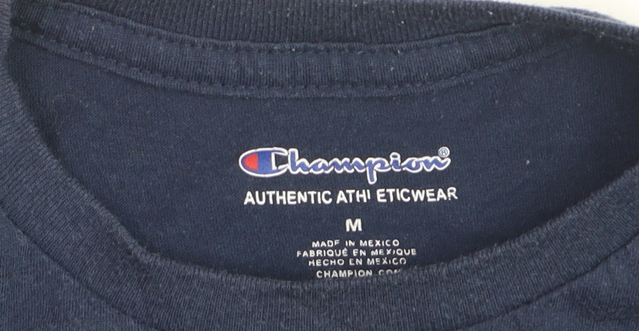 Champion Boys Blue Logo Crew Neck Short Sleeve Cotton T-Shirt M