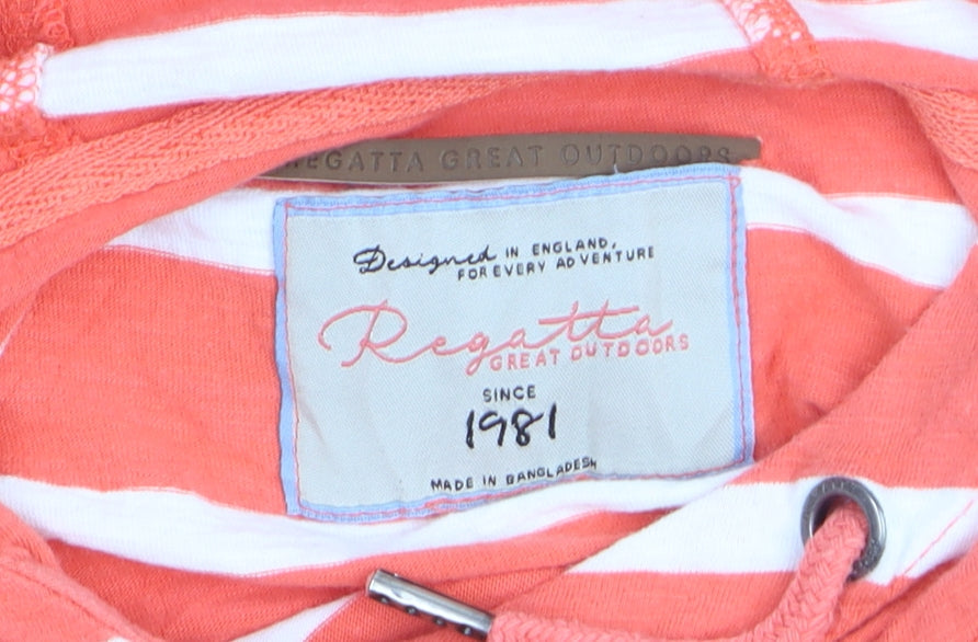 Regatta Womens Orange Striped Cotton Pullover Hoodie Size M