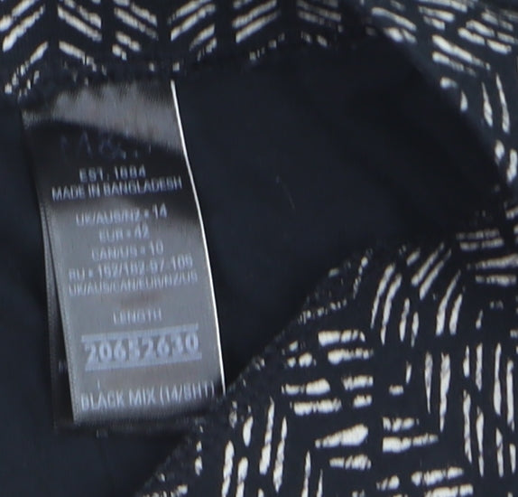 Marks & Spencer Womens Black Geometric Tapered Jersey Trousers Size 14