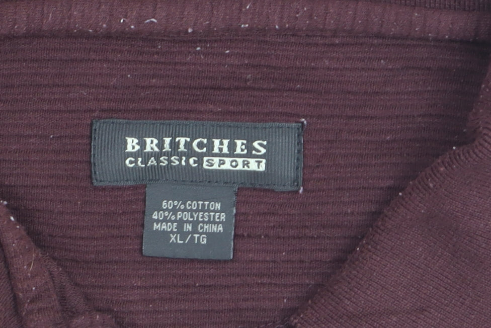 Britches Men’s Brown Long Sleeve Cotton Blend Polo Shirt XL